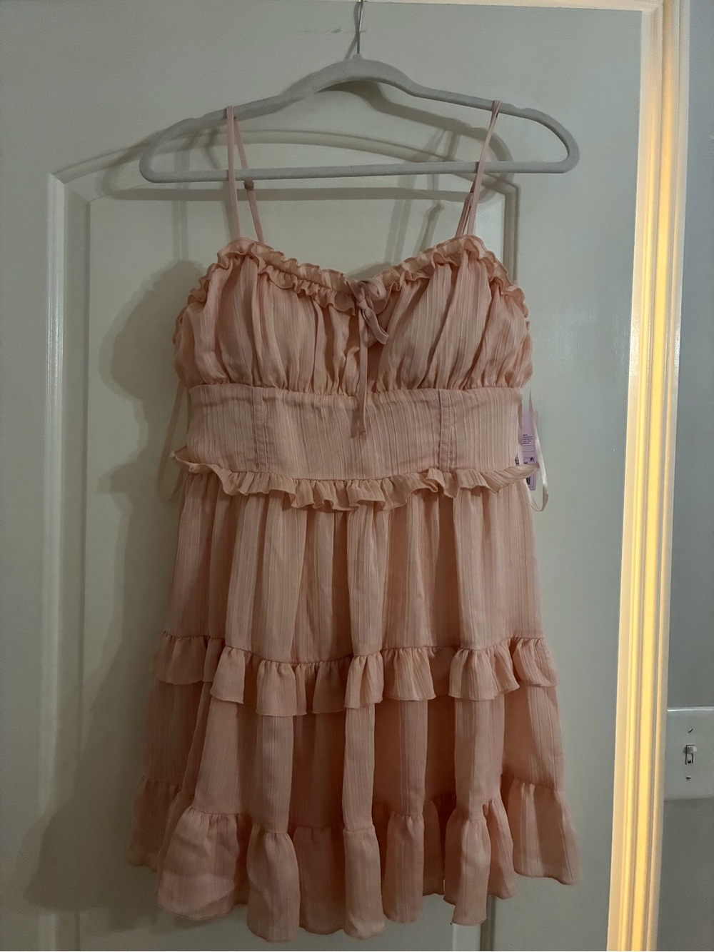 wild fable Blush Pink Ruffled Tiered Mini Dress